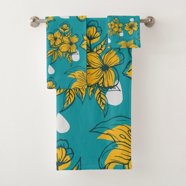 Lot de 3 serviettes de bain - Lys jaunes (In situ)