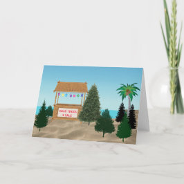 Lote de árboles de Navidad en la playa