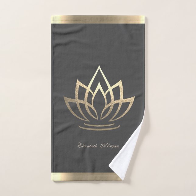 Loto Dorado Elegante, Yoga (Toalla de mano)