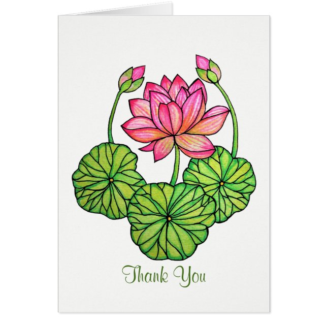 Loto rosa acuarela con manchas y hojas (Frente)