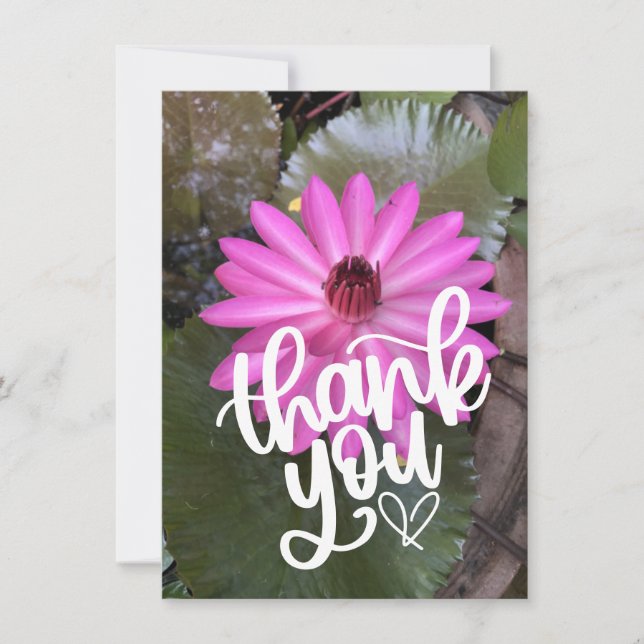 Loto rosa en el estanque tarjeta de agradecimiento (Anverso)