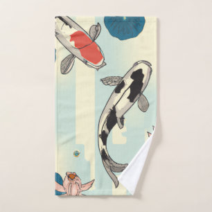 Loto y peces koi japoneses en tonos pastel