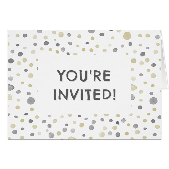 Lottie Confetti Watercolor Dots Birthday Invite (Anverso (Horizontal))