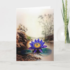 Lotus azul que emerge de las aguas turbias (vietna