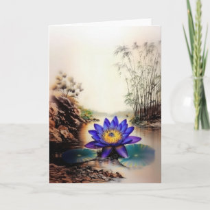 Lotus azul que emerge de las aguas turbias (vietna