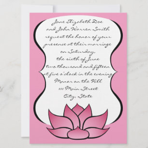 Lotus exquisito en la invitación a la boda rosa