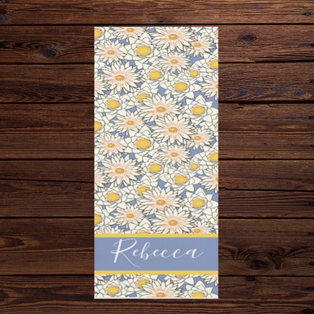 Lotus Flower Calming Blue Monogram Name Yoga Mats (Subido por el creador)
