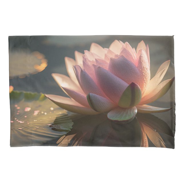 Lotus rosa en la funda de almohada de luz de la ma (Anverso)