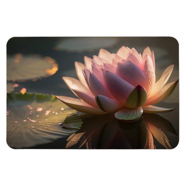 Lotus rosado en el imán fotográfico de la mañana (Horizontal)