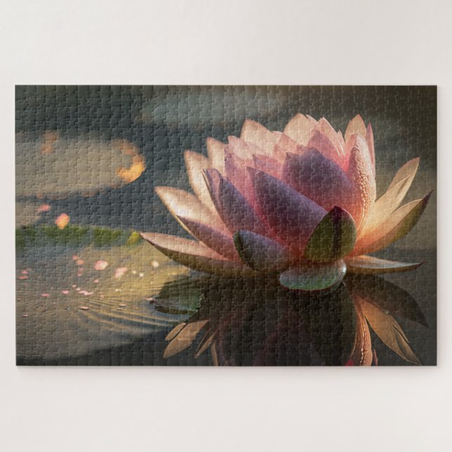 Lotus rosado en el rompecabezas de la luz de la ma (Horizontal)