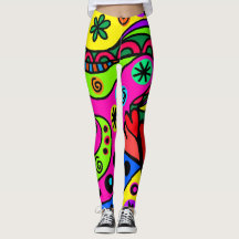 Loud Colorful Doodle Print Leggings