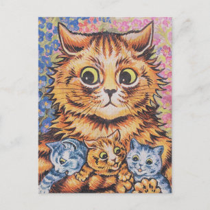 LOUIS WAIN CAT MOM CON TARJETA POSTAL KITTENS