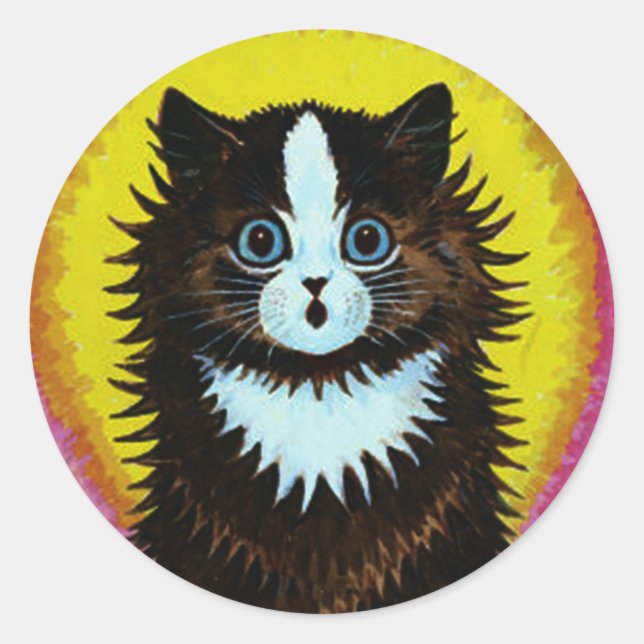 Louis Wain Psychedelic Cat Pegatina (Anverso)