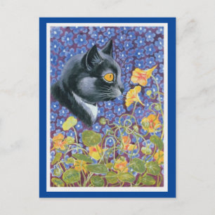 Louis Wain, un gato en un mar de flores, postal de