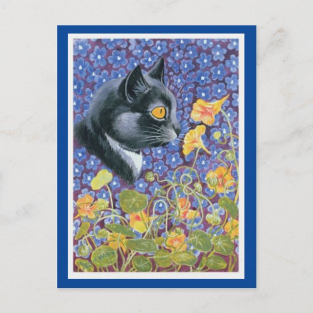 Louis Wain, un gato en un mar de flores, postal de (Anverso)