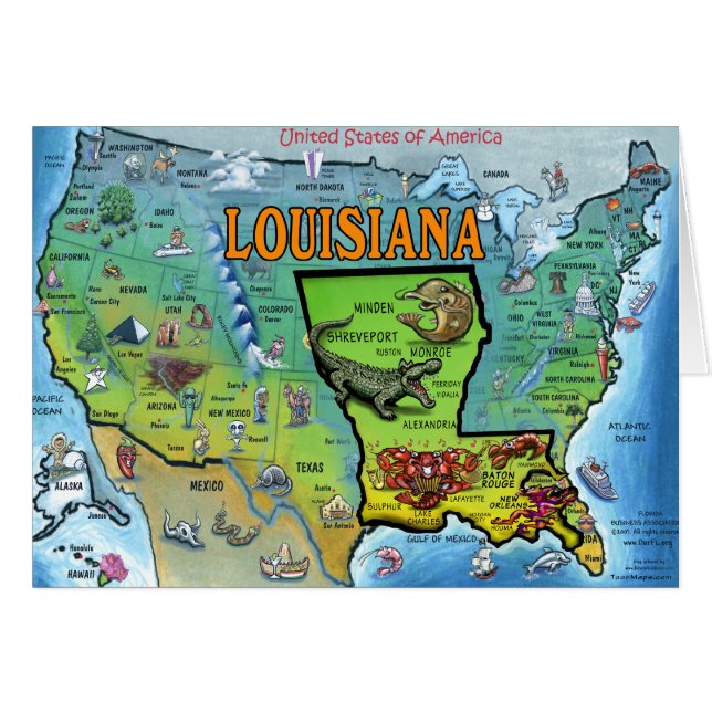 Louisiana USA Map (Anverso (Horizontal))
