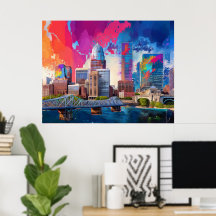 Louisville Colorful Skyline Resumen de arte