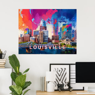 Louisville Colorful Skyline Resumen de arte