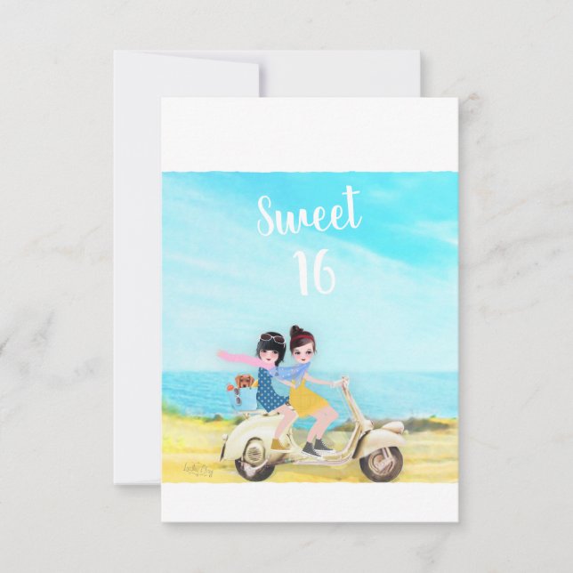 Loulou & Ting * Happy Birthday Sweet 16 Girls Card (Anverso)