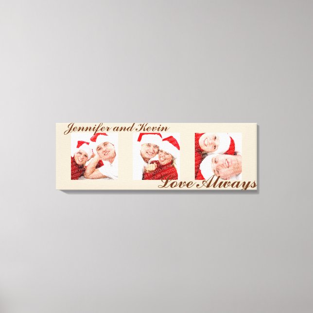Love Always personalizado triptych foto arte taupe (Anverso)