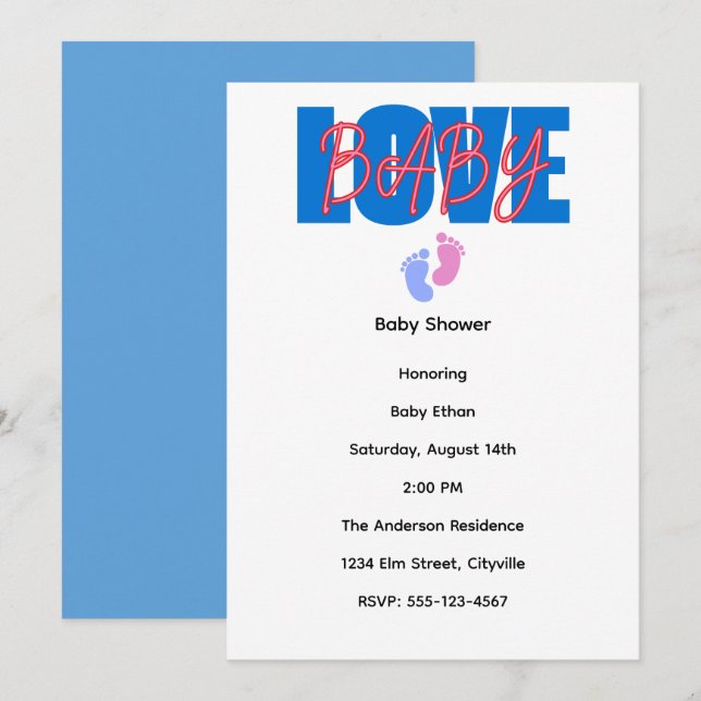 Love Baby Shower Invitation (Anverso / Reverso)