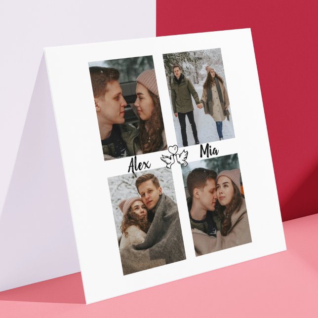 Love Birds Photo Collage Card for Couples (Subido por el creador)