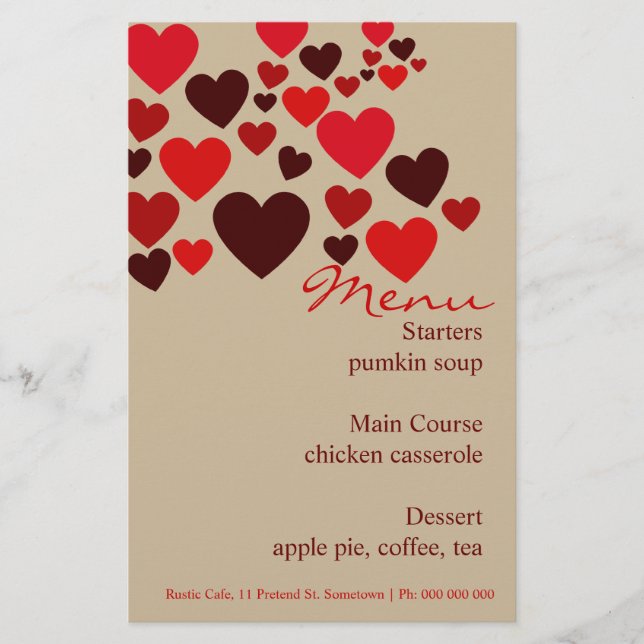 Love Cafe Boda Menú Stationery (Anverso)
