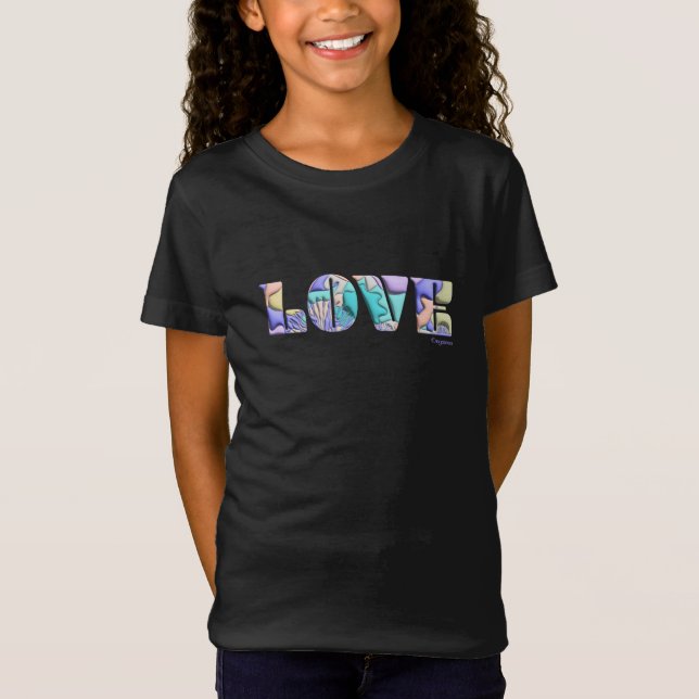 LOVE Camiseta negra moderna gráfica única 3D y gen (Anverso)