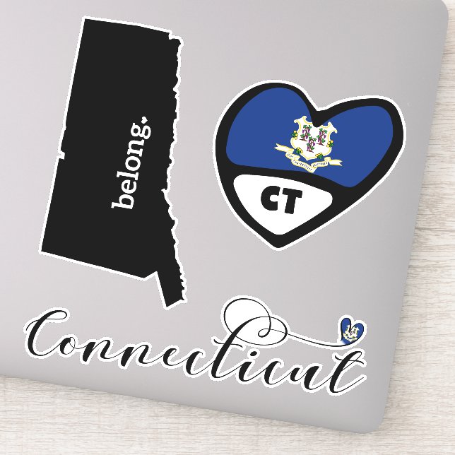 Love Connecticut, 3 diseños, Pegatinas de corte de (Detalle)