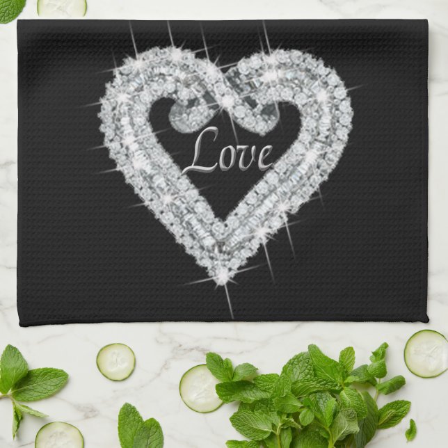 Love Diamond Heart Kitchen Toalla (Doblado)