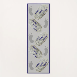 Love Faith Hope White Stones Huella yoga Mat