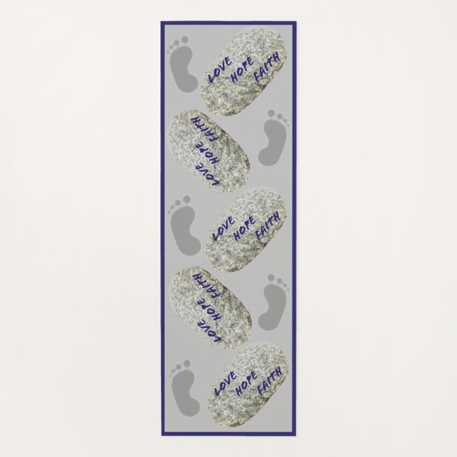 Love Faith Hope White Stones Huella yoga Mat (Anverso)