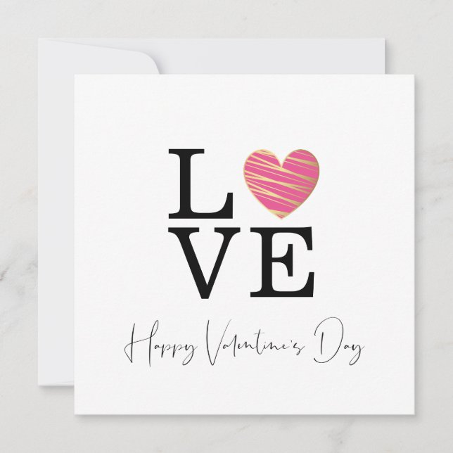 Love Fuchsia Heart Happy Valentine's Day Script (Anverso)