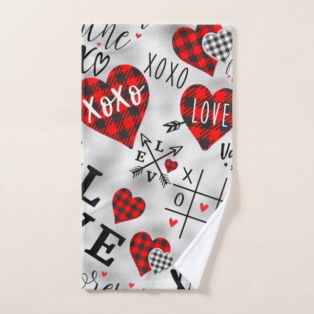 Love Gift Pattern, Xoxo, Love, Valentine's Decor (Toalla de mano)
