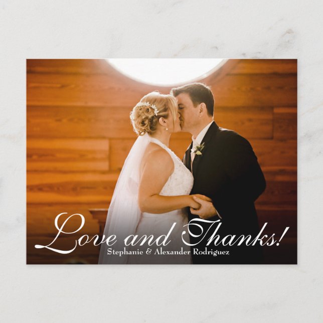 Love Gracias Efecto Boda Foto Gracias Tarjeta (Anverso)