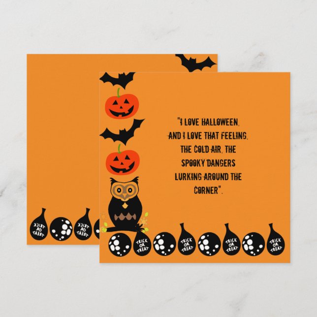 Love Halloween Cita Spooky Owen Bats Card (Anverso / Reverso)