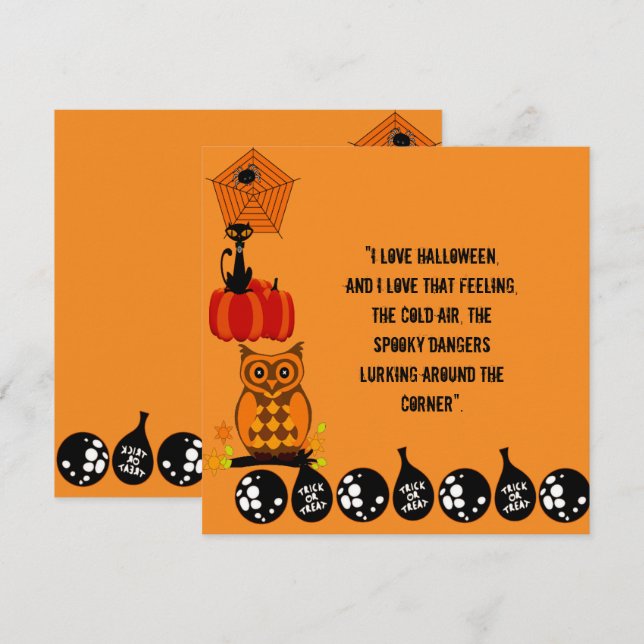 Love Halloween Cita Spooky Owen Pumpkin Card (Anverso / Reverso)