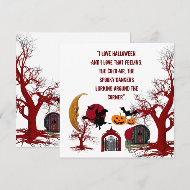 Love Halloween Quote Spooky Wagon Card (Anverso / Reverso)