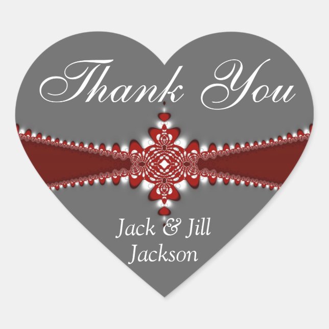 Love Heart Gracias Pegatina (Anverso)