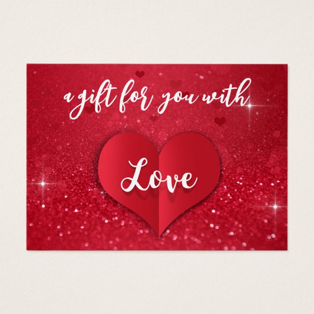  Love Heart Red Glitter Valentine's Day Gift Card (Frente)