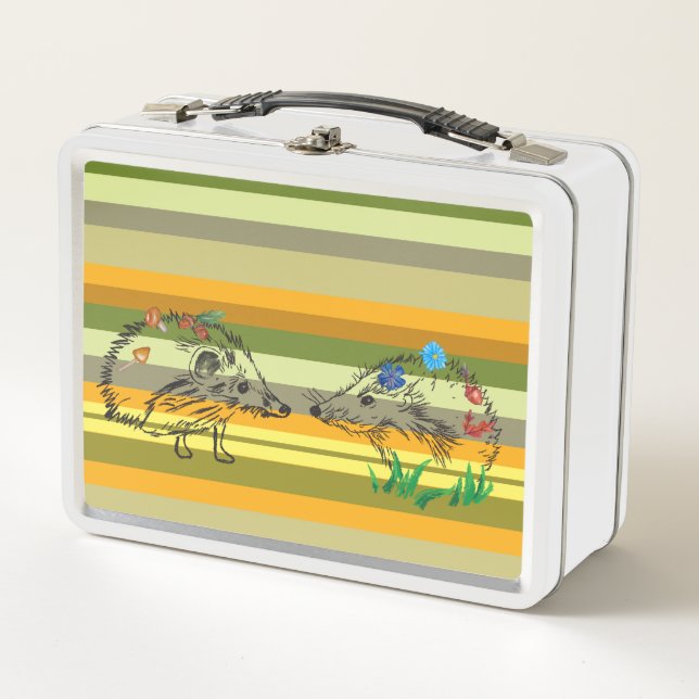 Love Hedgehogs Autumn dibujar Lunchbox (Anverso)