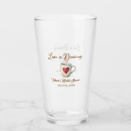Love is Brewing white coffee mug heart bridal show