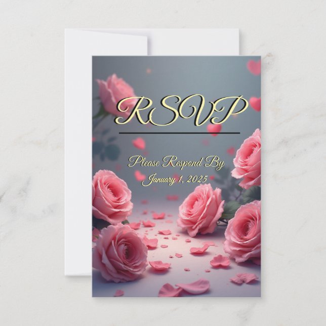 Love is in Bloom RSVP Pink Roses Wedding (Anverso)