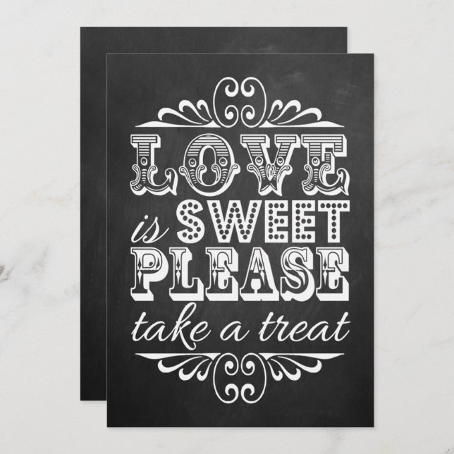 Love Is Sweet - Letrero de Boda en Pizarra (Anverso / Reverso)