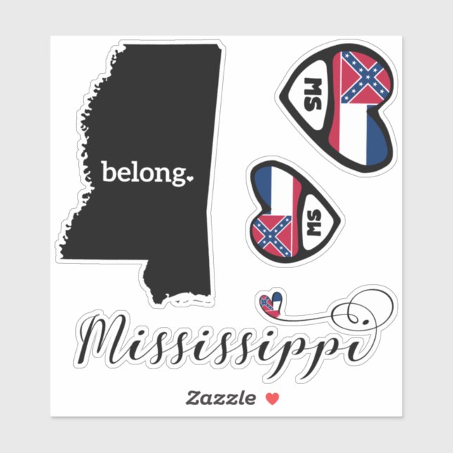 Love Mississippi, 3 diseños, muere de Pegatinas (Hoja)