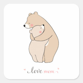 love mom/ mother bear/ Dia de la madre/ pegatina 