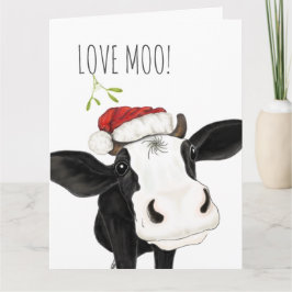 Love Moo Navidades Cow Tarjeta de vacaciones plega