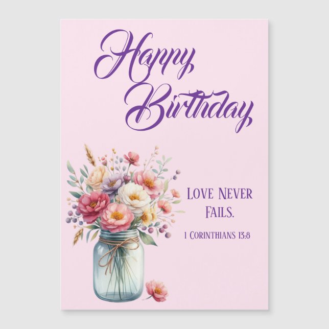 Love Never Fails Christian Birthday Greetings (Anverso)