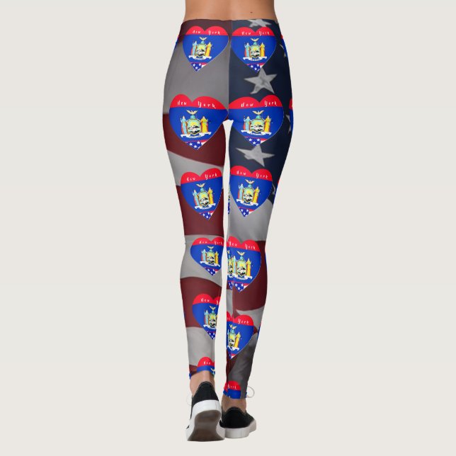 Love New York Patriotic Flag Fun Leggings (Reverso)