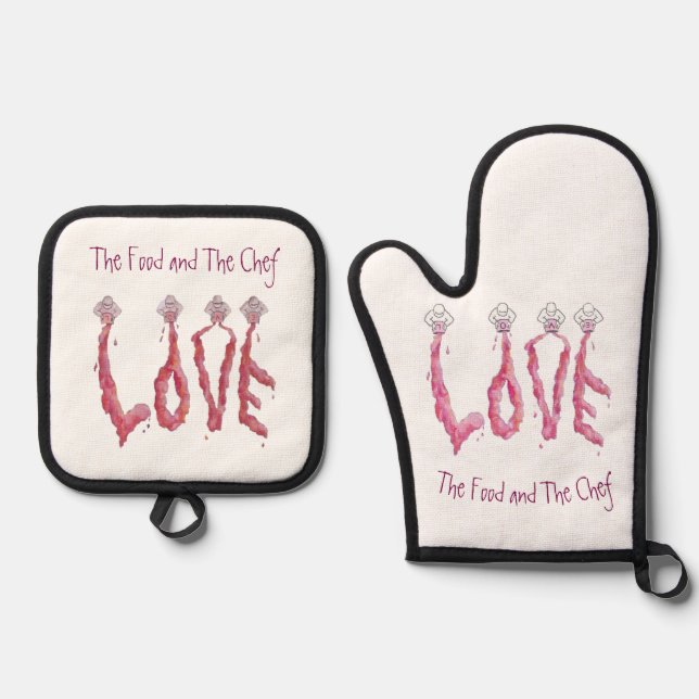 LOVE Oven Mitt y Potholder Set (Anverso)